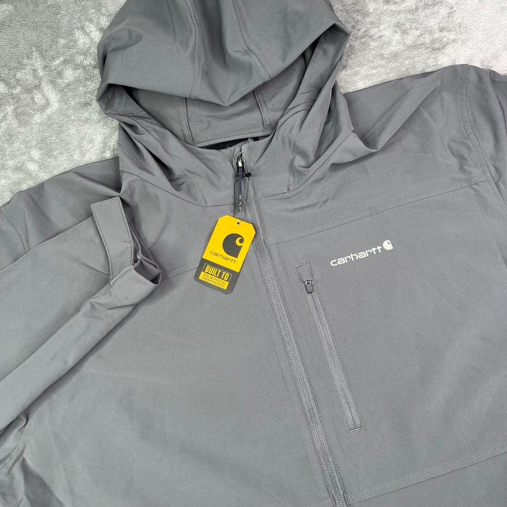 Carhartt Relaxed Fit Force Phoenix Jacket Mens 2XL Gray Hooded Full Zip Light